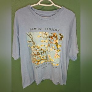 Van Gogh Almond Blossom Graphic Tee Light Blue Art Shirt XL